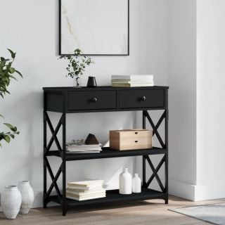 Консольный столик, черный, 75 x 28 x 75 см, искусственное дерево