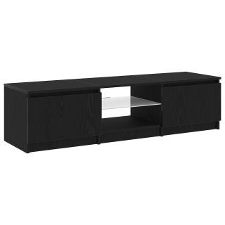 TV Kapp LED Valgustitega Mustast Tamme 140x40x35,5 cm Söödav Puit