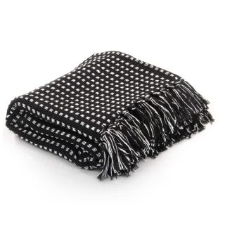 puuvillane pleed, ruuduline, 160 x 210 cm, must