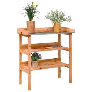 riiulitega taimelaud, pruun, 78 x 38 x 82,5 cm, nulupuit