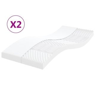 poroloonmadratsid 2 tk, valge 80x200 cm 7 tsooni kõvadus 20 ILD