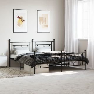 металлический каркас кровати с изножьем, без матраса, черный 180x200 см
