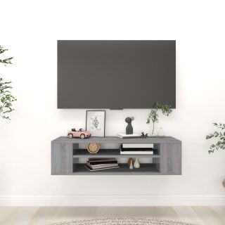 настенная тумба под телевизор, серый дуб Сонома, 100x30x26,5 см, искусственное дерево
