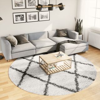 kõrge narmaga Shaggy vaip PAMPLONA, kreemjas/must, Ø 240 cm