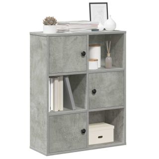 Книжная полка, бетонно-серая, 60x24x76,5 см, искусственное дерево