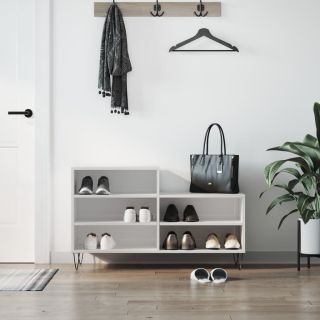jalatsikapp, kõrgläikega valge, 102x36x60 cm, tehispuit