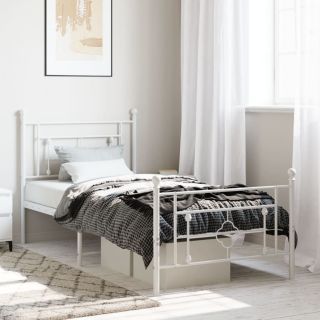 металлический каркас кровати с изголовьем и изножьем, белый, 90 x 200 см