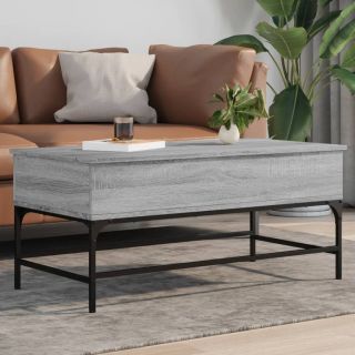 kohvilaud, hall Sonoma tamm, 100x50x45 cm, tehispuit ja metall