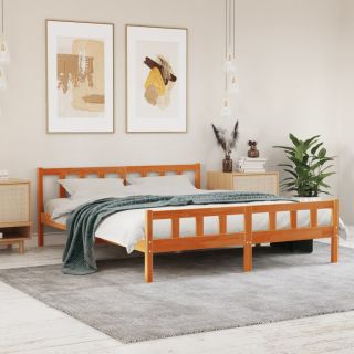 voodiraam ilma madratsita, vahapruun, 160 x 200 cm, männipuit