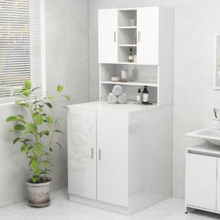 Тумба под стиральную машину, глянцевая белая, 70,5 x 25,5 x 90 см