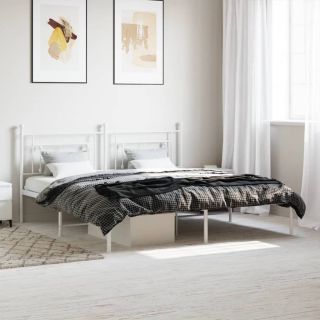 metallist voodiraam peatsiga, valge, 183x213 cm