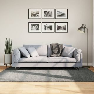 Ковер ворсистый с высокой бахромой, зеленый, 140x200 см