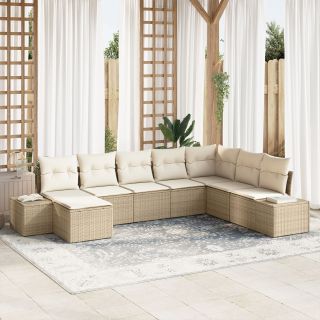 8-osaline AIhuni set padjadega Beež Polü rattan