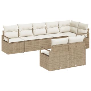 8-osaline aia diivanikomplekt patjadega beež polü rattan,2-kohaline aia diivan koos patjadega beež polü rattan