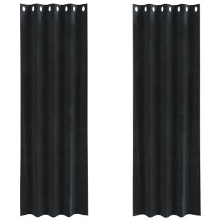 Mustad pimenduskardinad augudega 2 tk Must samet