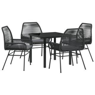 5-osaline Aedtoitlustuskomplekt Padjadega Must Polü Rattan