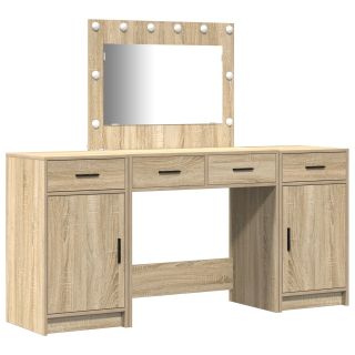 3-osaline Meigilaudade Komplekt koos LED-valgustusega Sonoma Tamme Tehispuust