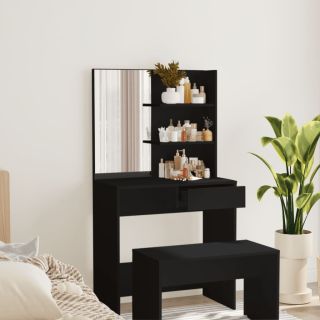tualettlaud peegliga, must, 74,5 x 40 x 141 cm