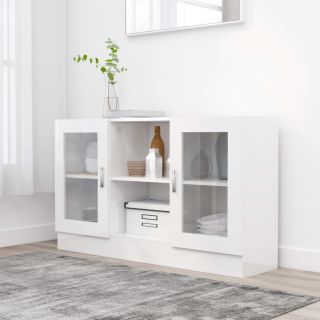 vitriinkapp kõrgläikega valge 120x30,5x70 cm tehispuit