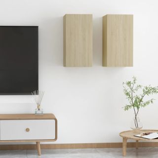 Тумбы под ТВ 2 шт., дуб Сонома, 30,5 x 30 x 60 см, искусственное дерево