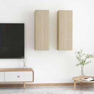 Тумбы под телевизор 2 шт, дуб Сонома 30,5x30x90 см, ДСП