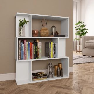 Книжный шкаф/разделитель комнаты белый 80 x 24 x 96 см, искусственное дерево
