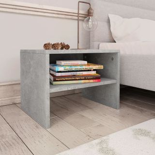 тумбочка прикроватная, бетонно-серый, 40 x 30 x 30 см, искусственное дерево