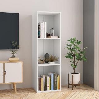 Книжный шкаф/Тумба под телевизор, белый, 36x30x114 см, искусственное дерево