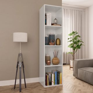 Книжный шкаф/ТВ тумба белый глянцевый 36x30x143 см, искусственное дерево