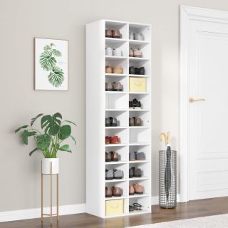 Тумба для обуви, белая, 54 x 34 x 183 см, искусственное дерево
