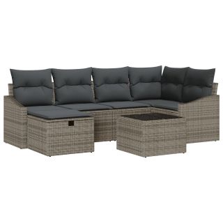 7 Tükist Aed Sohva Komplekt koos Padjadega Hall Polü Rattan