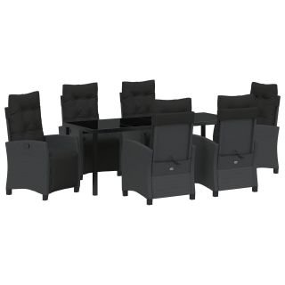 7-osaline Aia Söögikomplekt Must Polü Rattan