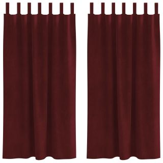 Mustad pimendavad kardinad ripp-loopidega 2 tk Burgundiapunane samet