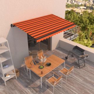 käsitsi sissetõmmatav varikatus, 450 x 350 cm, oranž ja pruun