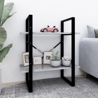 Двухъярусный книжный шкаф, бетонно-серый, 60x30x70 см, искусственное дерево