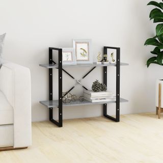 Двухъярусная книжная полка из серого бетона 80x30x70см искусственное дерево