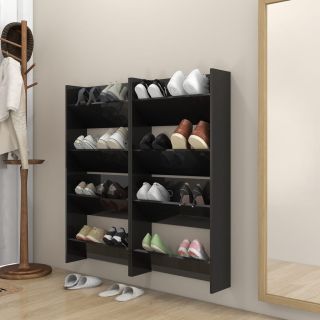 настенный шкаф для обуви 4 шт. глянцевый белый 60x18x60 искусственное дерево