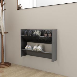 Настенный шкаф для обуви, серый, 80 x 18 x 60 см, искусственное дерево