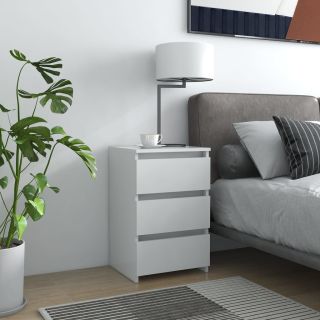 тумбочка прикроватная, белая, 40 x 35 x 62,5 см, искусственное дерево