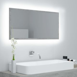 LED vannitoa peeglikapp, betoonhall, 90x8,5x37 cm, akrüül