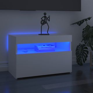 Тумба под телевизор со светодиодной подсветкой, глянцевая, белая, 60x35x40 см
