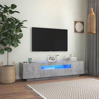 Тумба под телевизор с LED-подсветкой, бетонно-серая, 160 x 35 x 40 см