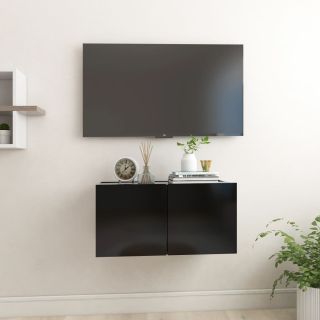 Настенная тумба под телевизор, черная 60 x 30 x 30 см