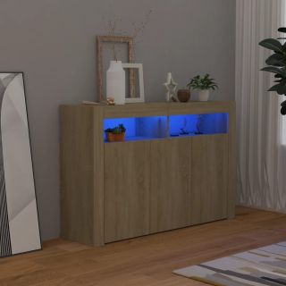 puhvetkapp LED tuledega, Sonoma tamm, 115,5 x 30 x 75 cm