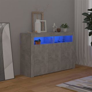 puhvetkapp LED-tulega, betoonhall, 115,5 x 30 x 75 cm