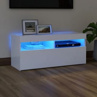 Тумба под телевизор со светодиодной подсветкой, белая, 90 x 35 x 40 см