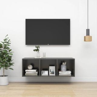 seina telerikapp, kõrgläikega hall 37x37x107 cm, tehispuit