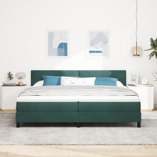 Kasti Vedru Voodi koos Madratsiga Tumedas Rohelises 200x200 cm Samet