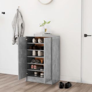 Тумба для обуви, бетонно-серая, 60 x 35 x 92 см, искусственное дерево