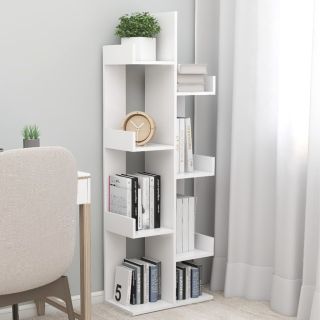 книжная полка, белая, 48 x 25,5 x 140 см, искусственное дерево